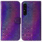 For Sony Xperia 1 IV Colorful Magnetic Buckle Leather Phone Case(Purple) - 1