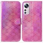 For Xiaomi 12 Pro Colorful Magnetic Buckle Leather Phone Case(Pink) - 1