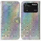 For Xiaomi Poco M4 Pro Colorful Magnetic Buckle Leather Phone Case(Silver) - 1