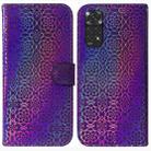 For Xiaomi Redmi Note 11 Foreign Colorful Magnetic Buckle Leather Phone Case(Purple) - 1