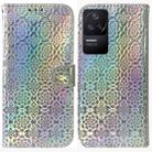 For Xiaomi Redmi K40S Colorful Magnetic Buckle Leather Phone Case(Silver) - 1
