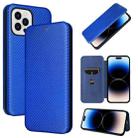 For iPhone 14 Pro Carbon Fiber Texture Flip Leather Phone Case (Blue) - 1