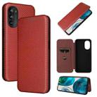 For Motorola Moto G52j 5G Carbon Fiber Texture Flip Leather Phone Case(Brown) - 1