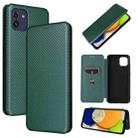 For Samsung Galaxy A03 166mm Carbon Fiber Texture Flip Leather Phone Case(Green) - 1