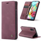 For Galaxy A71 CaseMe Multifunctional Horizontal Flip Leather Case, with Card Slot & Holder & Wallet(Wine Red) - 1