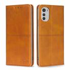 For Motorola Moto E32 4G Cow Texture Magnetic Horizontal Flip Leather Phone Case(Light Brown) - 1