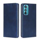 For Motorola Edge 30 Cow Texture Magnetic Horizontal Flip Leather Phone Case(Blue) - 1