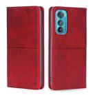 For Motorola Edge 30 Cow Texture Magnetic Horizontal Flip Leather Phone Case(Red) - 1