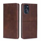 For Motorola Moto G 2022 Cow Texture Magnetic Horizontal Flip Leather Phone Case(Dark Brown) - 1