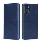 For Motorola Moto G 2022 Cow Texture Magnetic Horizontal Flip Leather Phone Case(Blue) - 1