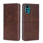 For Motorola Moto G22 Cow Texture Magnetic Horizontal Flip Leather Phone Case(Dark Brown) - 1