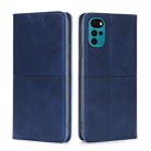 For Motorola Moto G22 Cow Texture Magnetic Horizontal Flip Leather Phone Case(Blue) - 1