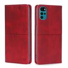 For Motorola Moto G22 Cow Texture Magnetic Horizontal Flip Leather Phone Case(Red) - 1