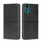 For Motorola Moto G22 Cow Texture Magnetic Horizontal Flip Leather Phone Case(Black) - 1