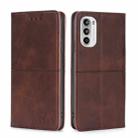 For Motorola Moto G52 4G/G82 5G Cow Texture Magnetic Horizontal Flip Leather Phone Case(Dark Brown) - 1