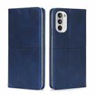 For Motorola Moto G52 4G/G82 5G Cow Texture Magnetic Horizontal Flip Leather Phone Case(Blue) - 1