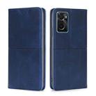 For OPPO A36 4G/A76 4G Global Cow Texture Magnetic Horizontal Flip Leather Phone Case(Blue) - 1