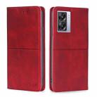 For OPPO A57 5G 2022/Realme Q5i Cow Texture Magnetic Horizontal Flip Leather Phone Case(Red) - 1