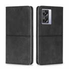For OPPO A57 5G 2022/Realme Q5i Cow Texture Magnetic Horizontal Flip Leather Phone Case(Black) - 1