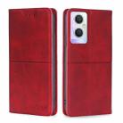 For OPPO A96 5G Cow Texture Magnetic Horizontal Flip Leather Phone Case(Red) - 1