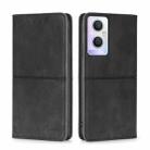 For OPPO A96 5G Cow Texture Magnetic Horizontal Flip Leather Phone Case(Black) - 1