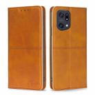 For OPPO Find X5 Pro Cow Texture Magnetic Horizontal Flip Leather Phone Case(Light Brown) - 1