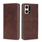 For OPPO Reno7 4G/F21 Pro 4G Cow Texture Magnetic Horizontal Flip Leather Phone Case(Dark Brown) - 1