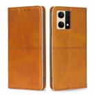 For OPPO Reno7 4G/F21 Pro 4G Cow Texture Magnetic Horizontal Flip Leather Phone Case(Light Brown) - 1