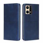 For OPPO Reno7 4G/F21 Pro 4G Cow Texture Magnetic Horizontal Flip Leather Phone Case(Blue) - 1