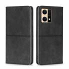 For OPPO Reno7 4G/F21 Pro 4G Cow Texture Magnetic Horizontal Flip Leather Phone Case(Black) - 1