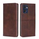 For OPPO Reno7 5G Global/Find X5 Lite Cow Texture Magnetic Horizontal Flip Leather Phone Case(Dark Brown) - 1