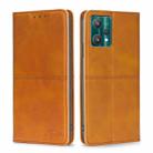 For OPPO Realme 9 Pro Cow Texture Magnetic Horizontal Flip Leather Phone Case(Light Brown) - 1
