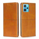 For OPPO Realme 9 Pro+ Cow Texture Magnetic Horizontal Flip Leather Phone Case(Light Brown) - 1