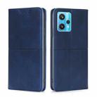 For OPPO Realme 9 Pro+ Cow Texture Magnetic Horizontal Flip Leather Phone Case(Blue) - 1
