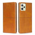 For OPPO Realme C35 Cow Texture Magnetic Horizontal Flip Leather Phone Case(Light Brown) - 1