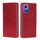 For OPPO Realme GT Neo3 Cow Texture Magnetic Horizontal Flip Leather Phone Case(Red) - 1