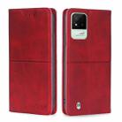 For OPPO Realme Narzo 50i Cow Texture Magnetic Horizontal Flip Leather Phone Case(Red) - 1