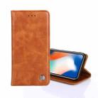 For OPPO Reno 7/F21 Pro Non-Magnetic Retro Texture Horizontal Flip Leather Phone Case(Brown) - 1