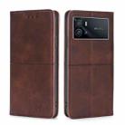 For vivo iQOO 9 5G Cow Texture Magnetic Horizontal Flip Leather Phone Case(Dark Brown) - 1