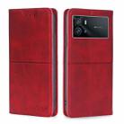 For vivo iQOO 9 5G Cow Texture Magnetic Horizontal Flip Leather Phone Case(Red) - 1