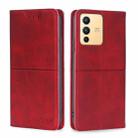 For vivo S12 5G/V23 Cow Texture Magnetic Horizontal Flip Leather Phone Case(Red) - 1
