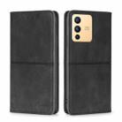 For vivo S12 5G/V23 Cow Texture Magnetic Horizontal Flip Leather Phone Case(Black) - 1