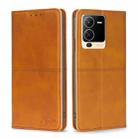 For vivo S15 5G Cow Texture Magnetic Horizontal Flip Leather Phone Case(Light Brown) - 1