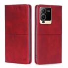 For vivo S15 5G Cow Texture Magnetic Horizontal Flip Leather Phone Case(Red) - 1