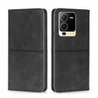 For vivo S15 5G Cow Texture Magnetic Horizontal Flip Leather Phone Case(Black) - 1