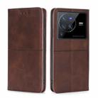 For vivo X80 Pro Cow Texture Magnetic Horizontal Flip Leather Phone Case(Dark Brown) - 1