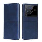 For vivo X80 Pro Cow Texture Magnetic Horizontal Flip Leather Phone Case(Blue) - 1