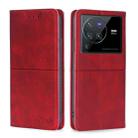 For vivo X80 Pro Cow Texture Magnetic Horizontal Flip Leather Phone Case(Red) - 1