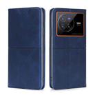 For vivo X80 Cow Texture Magnetic Horizontal Flip Leather Phone Case(Blue) - 1