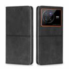 For vivo X80 Cow Texture Magnetic Horizontal Flip Leather Phone Case(Black) - 1